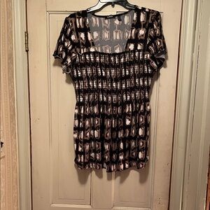 Elementz Black and Cream Patterned Blouse